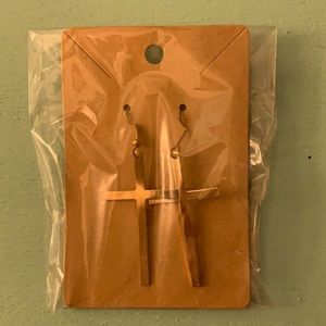 Gold-colored cross earrings